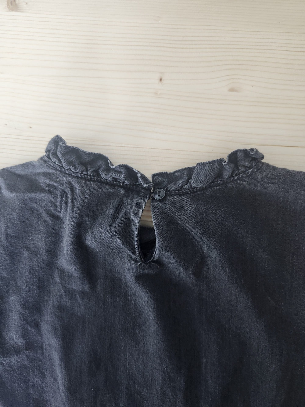 Madewell Black Long-Sleeve Ruffle Neck Dress Women's 12 - Picture 8 of 8